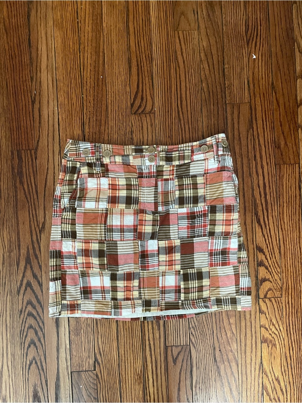 Ann Taylor LOFT Petites Y2K Madras Patchwork Plaid Mini Skirt 6P